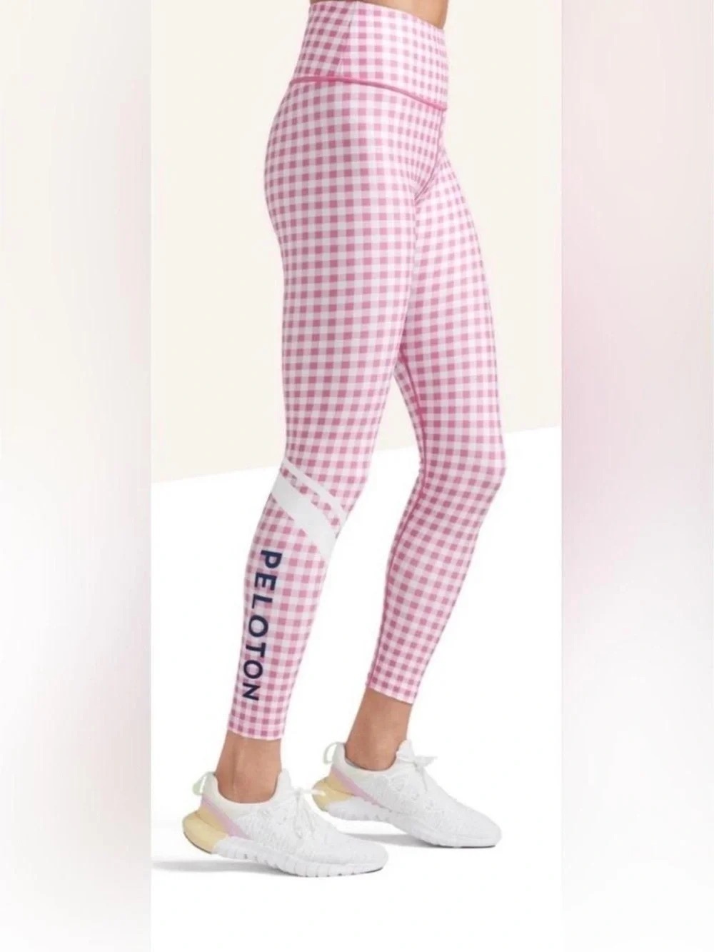 Peloton Pink Gingham High-Waisted Leggings Small Activewear Tights